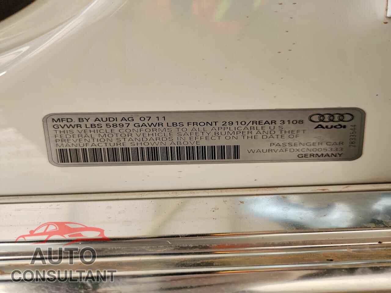 AUDI A8 2012 - WAURVAFDXCN005333