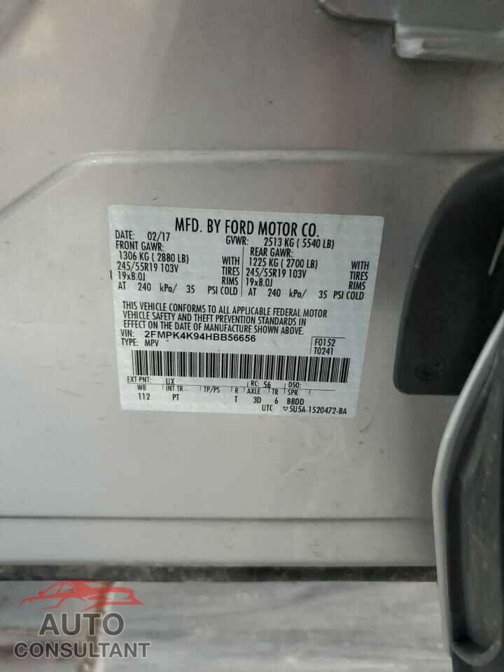 FORD EDGE 2017 - 2FMPK4K94HBB56656