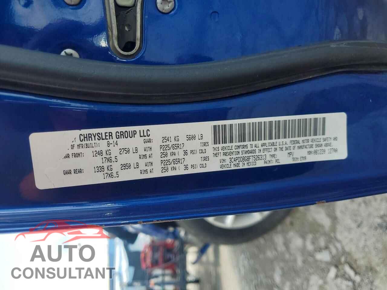 DODGE JOURNEY 2015 - 3C4PDDBG8FT526313