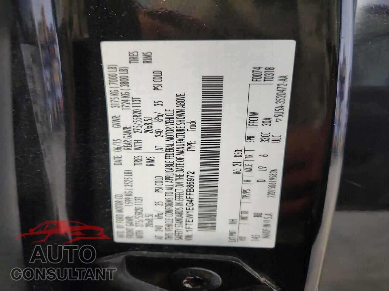 FORD F150 2015 - 1FTEW1EG4FFB86972