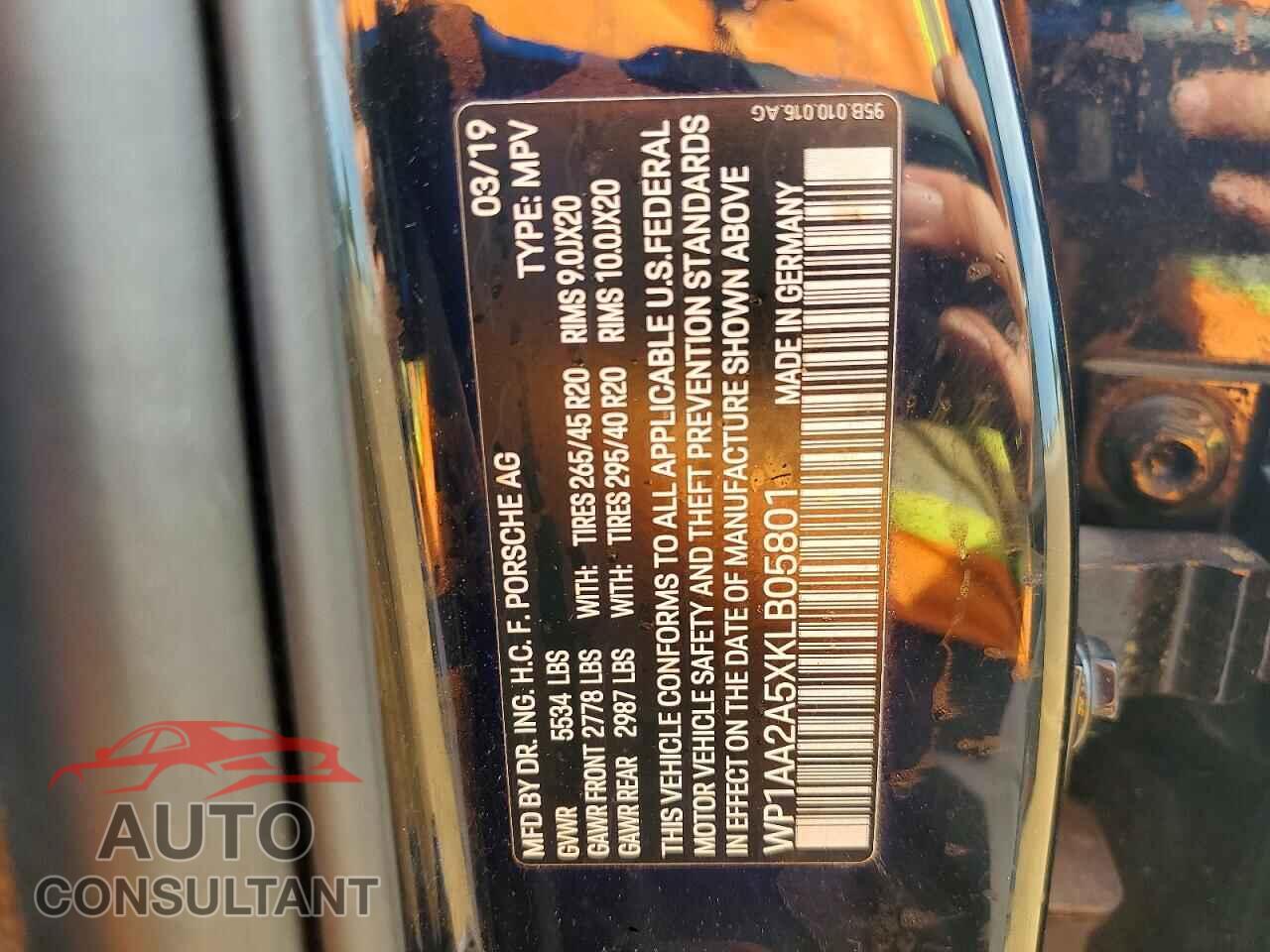 PORSCHE MACAN 2019 - WP1AA2A5XKLB05801