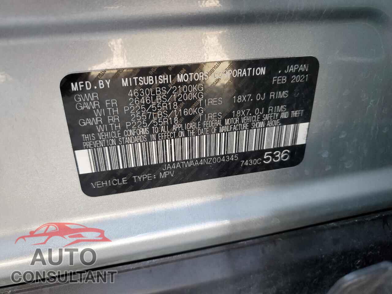 MITSUBISHI ECLIPSE 2022 - JA4ATWAA4NZ004345