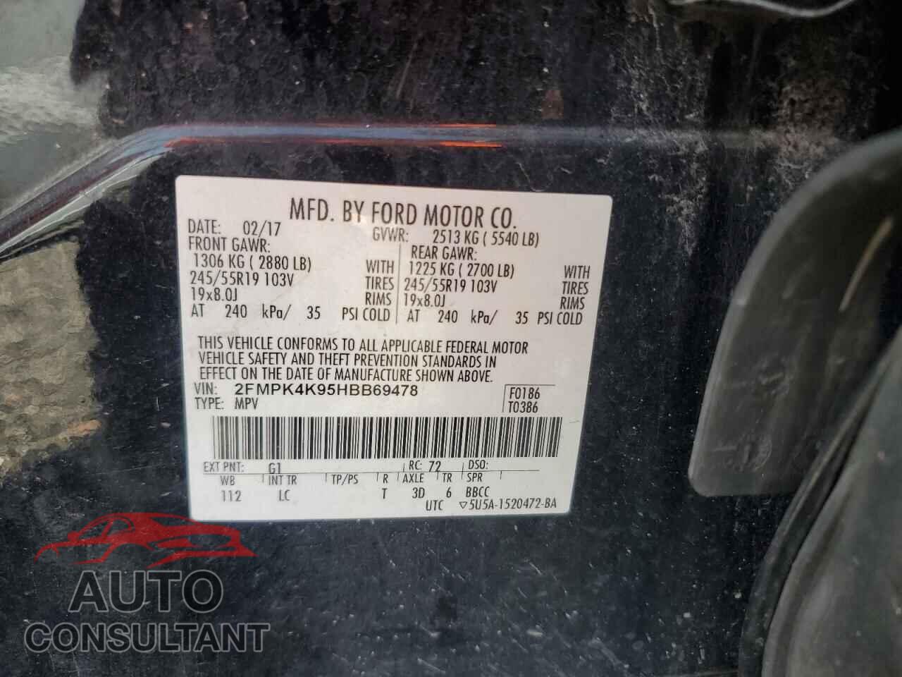 FORD EDGE 2017 - 2FMPK4K95HBB69478