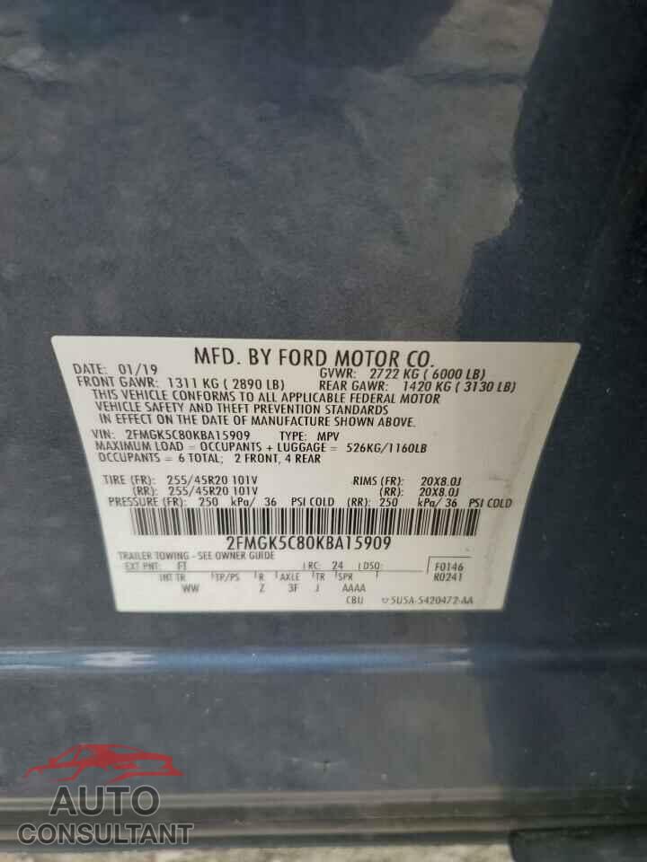 FORD FLEX 2019 - 2FMGK5C80KBA15909