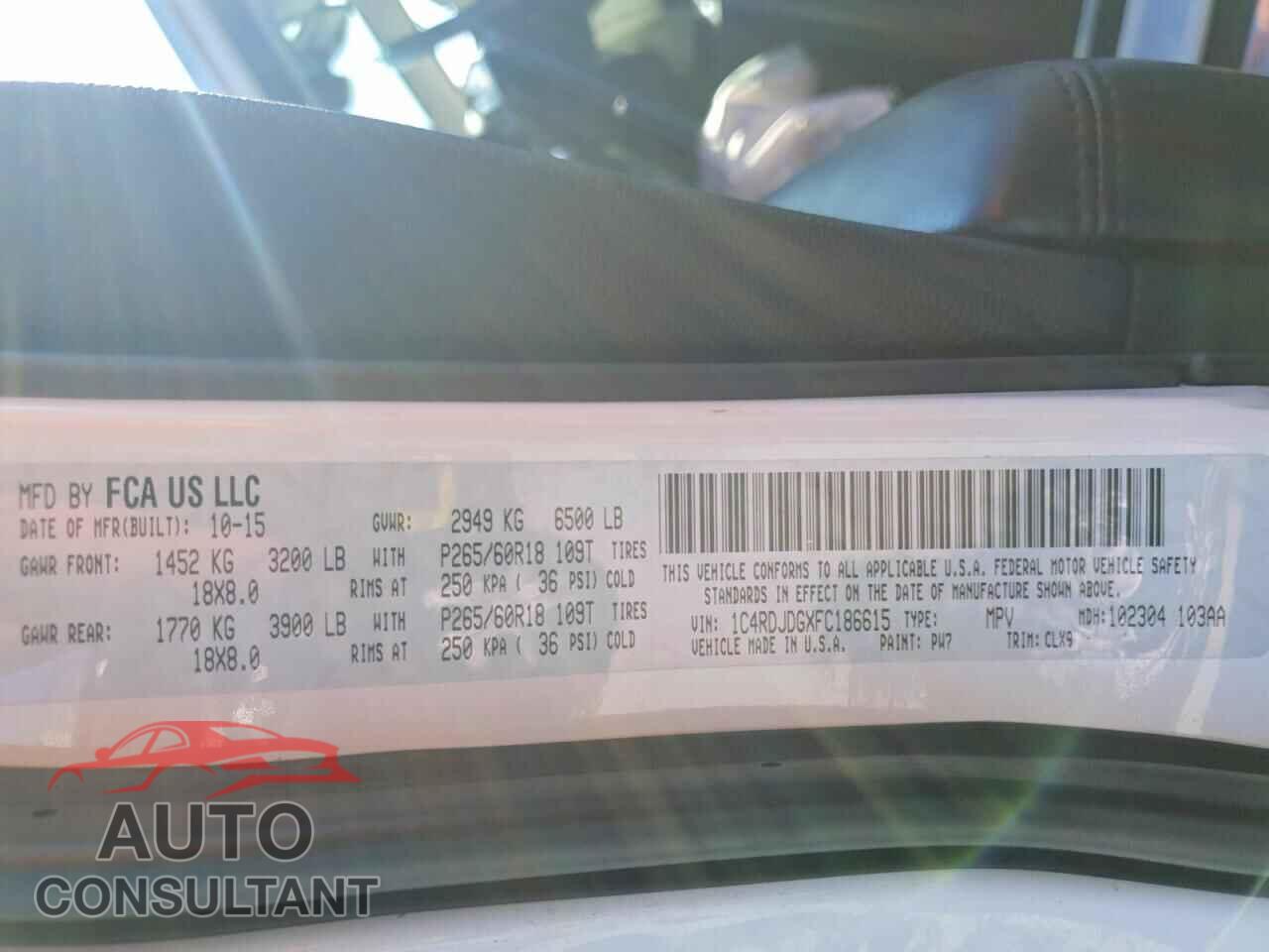 DODGE DURANGO 2015 - 1C4RDJDGXFC186615