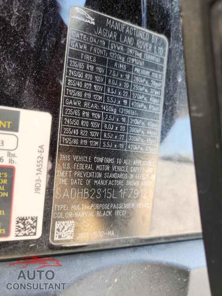 JAGUAR I-PACE 2020 - SADHB2S15L1F79121