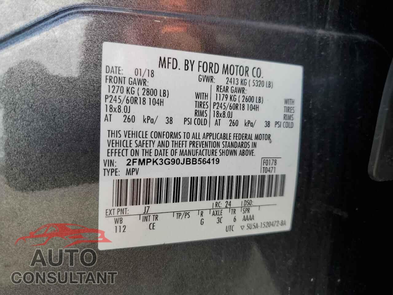 FORD EDGE 2018 - 2FMPK3G90JBB56419