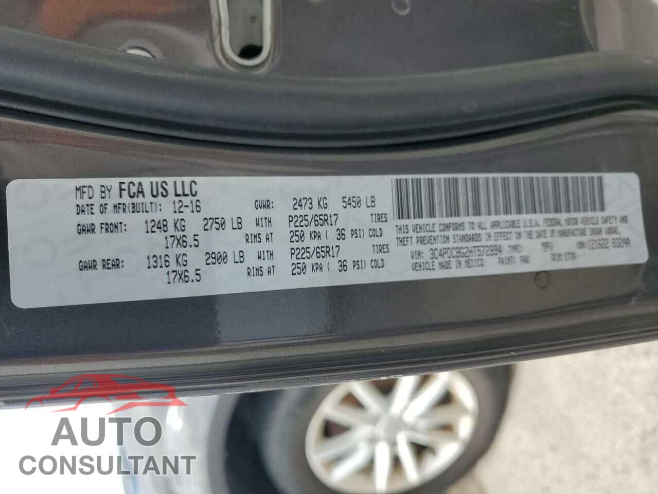 DODGE JOURNEY 2017 - 3C4PDCBG2HT572894