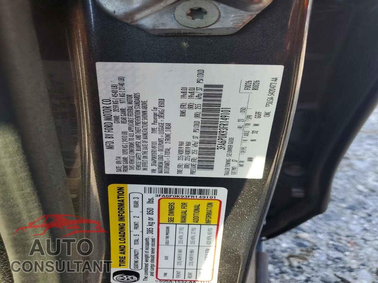 FORD FUSION 2015 - 3FA6P0K93FR149101
