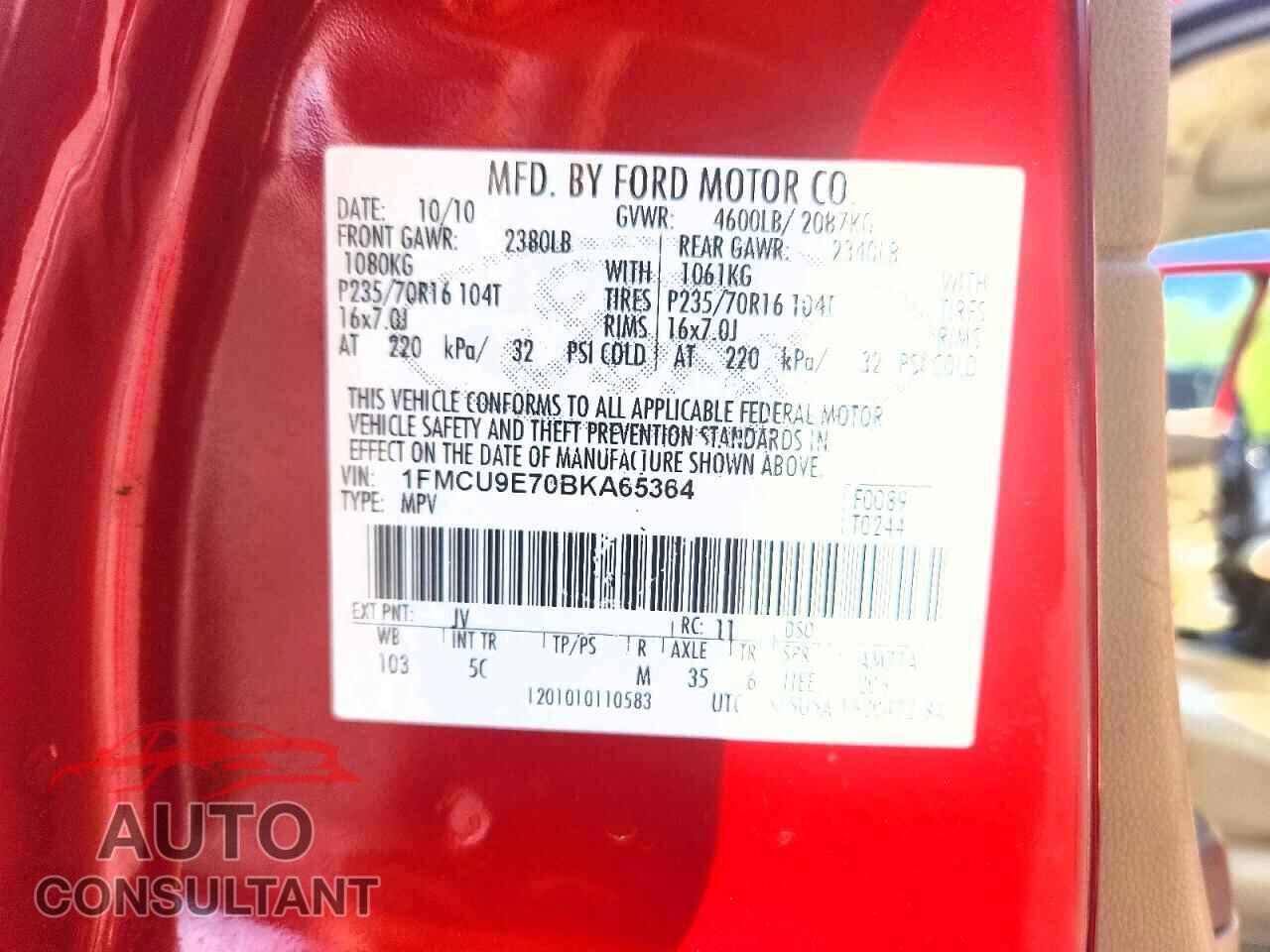 FORD ESCAPE 2011 - 1FMCU9E70BKA65364