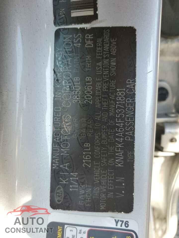 KIA FORTE 2015 - KNAFK4A64F5371881