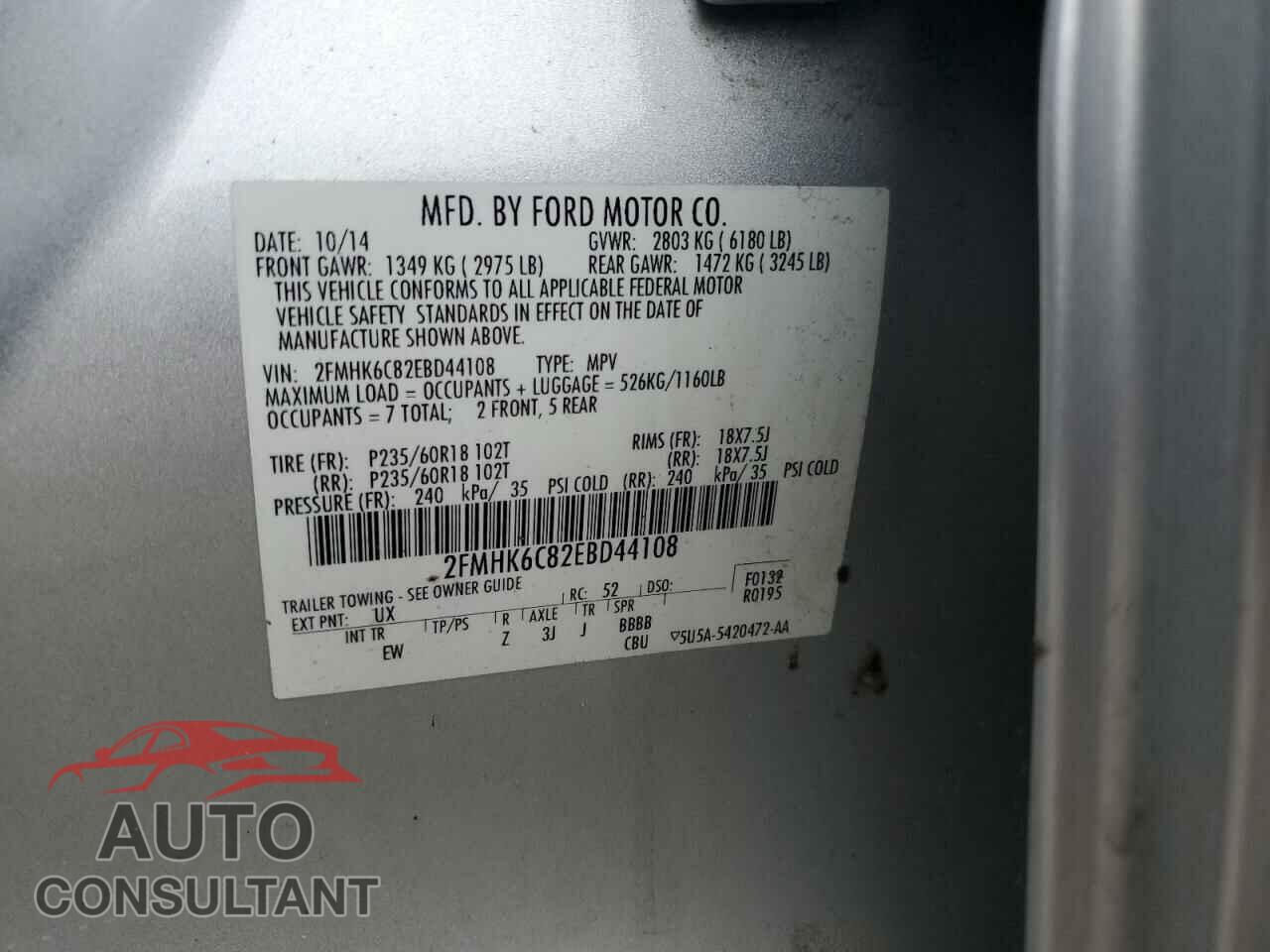 FORD FLEX 2014 - 2FMHK6C82EBD44108