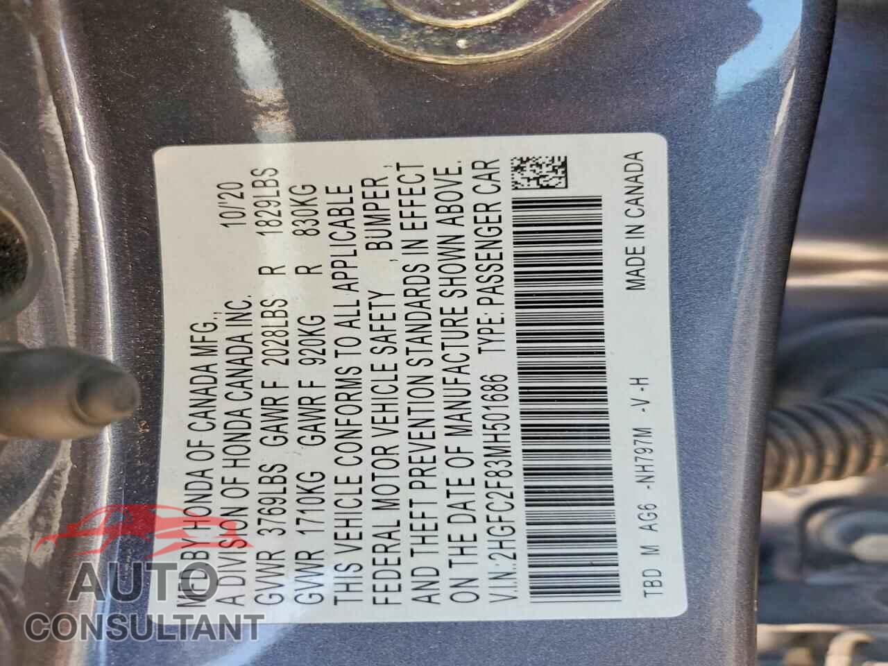 HONDA CIVIC 2021 - 2HGFC2F83MH501686