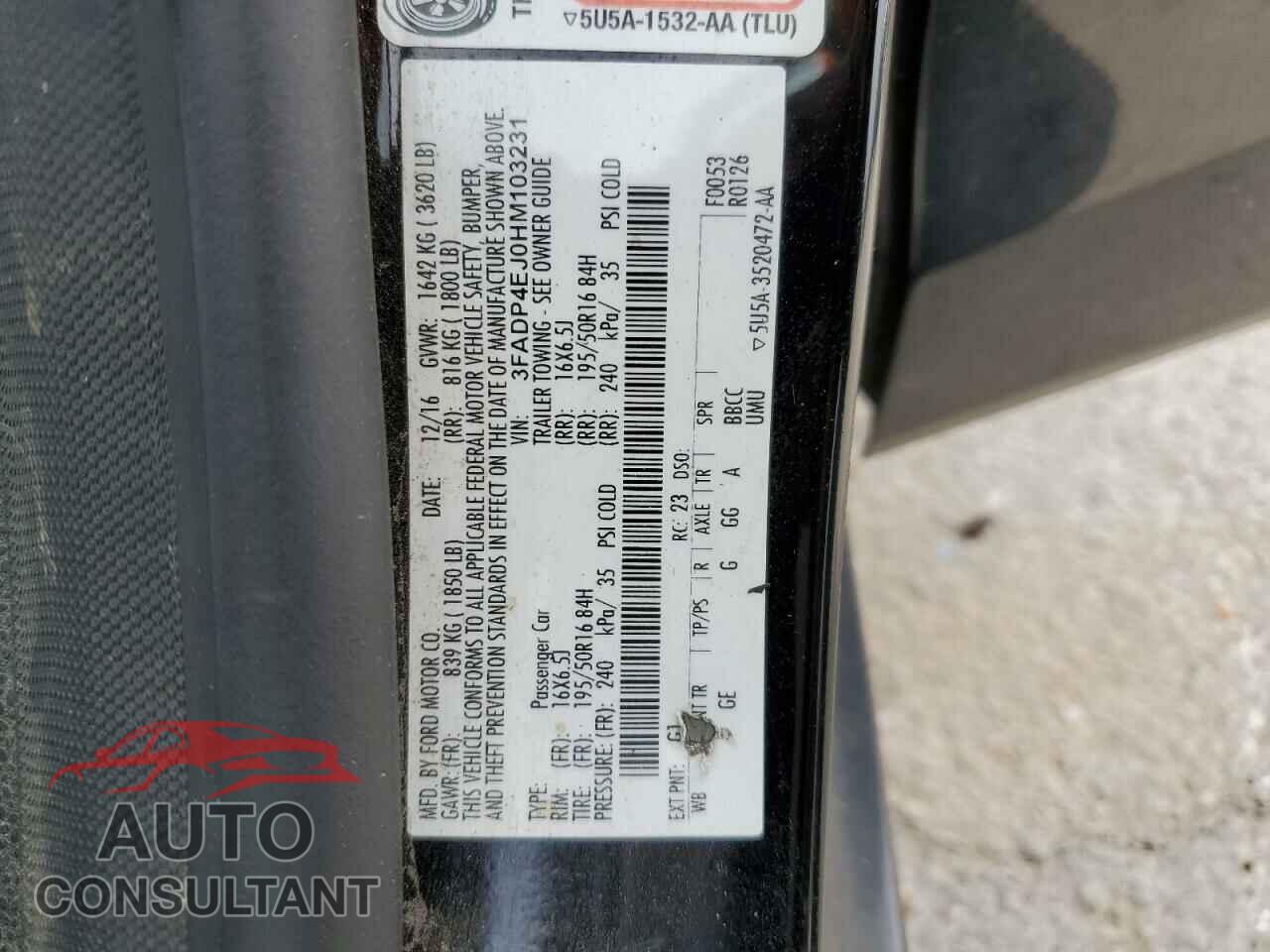 FORD FIESTA 2017 - 3FADP4EJ0HM103231