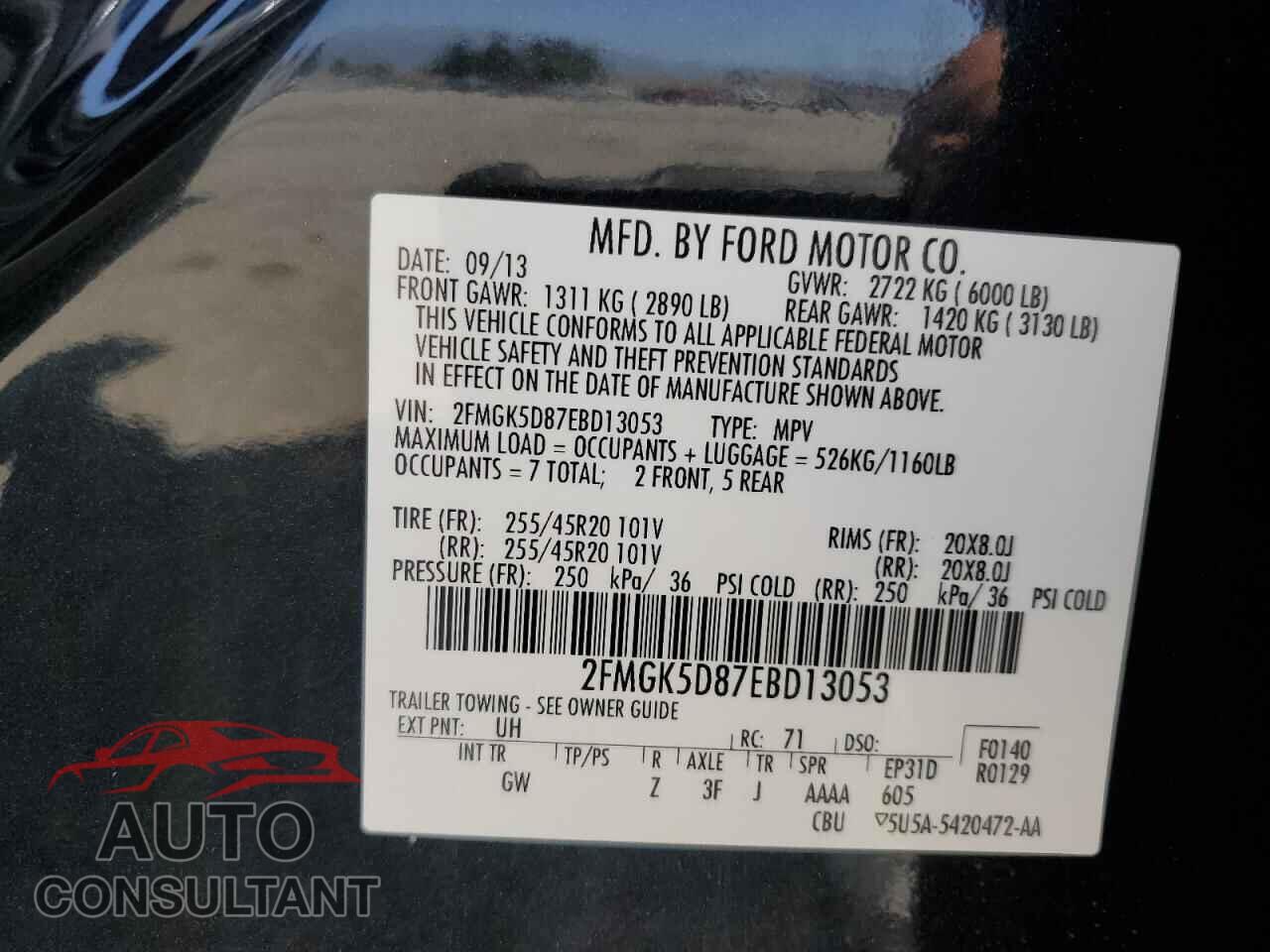 FORD FLEX 2014 - 2FMGK5D87EBD13053