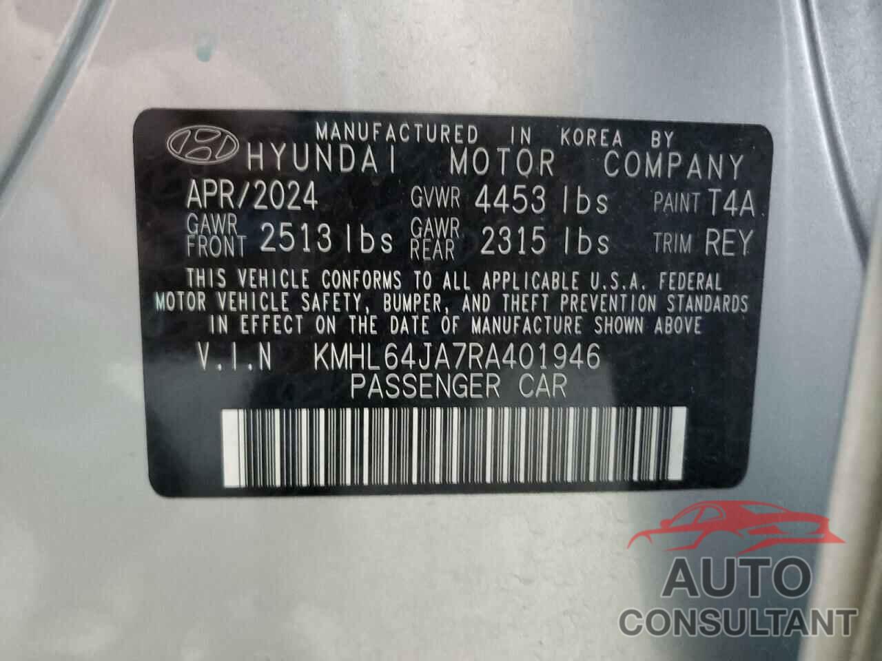 HYUNDAI SONATA 2024 - KMHL64JA7RA401946