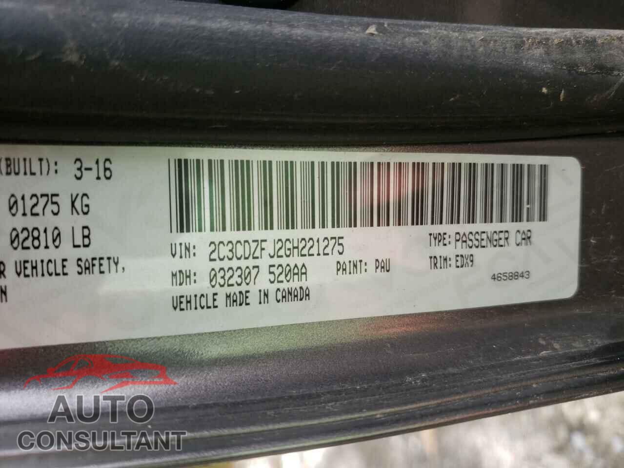 DODGE CHALLENGER 2016 - 2C3CDZFJ2GH221275