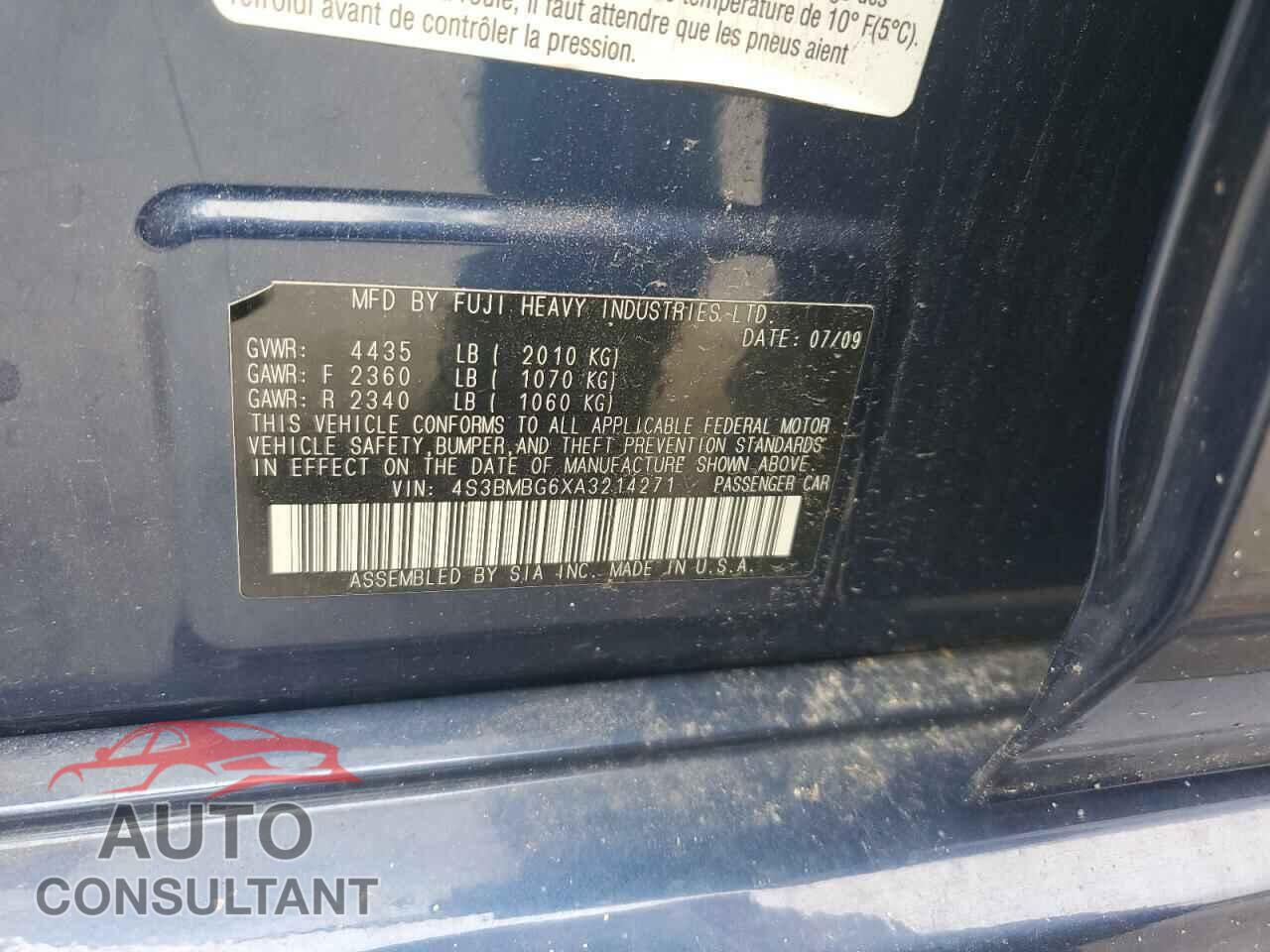 SUBARU LEGACY 2010 - 4S3BMBG6XA3214271
