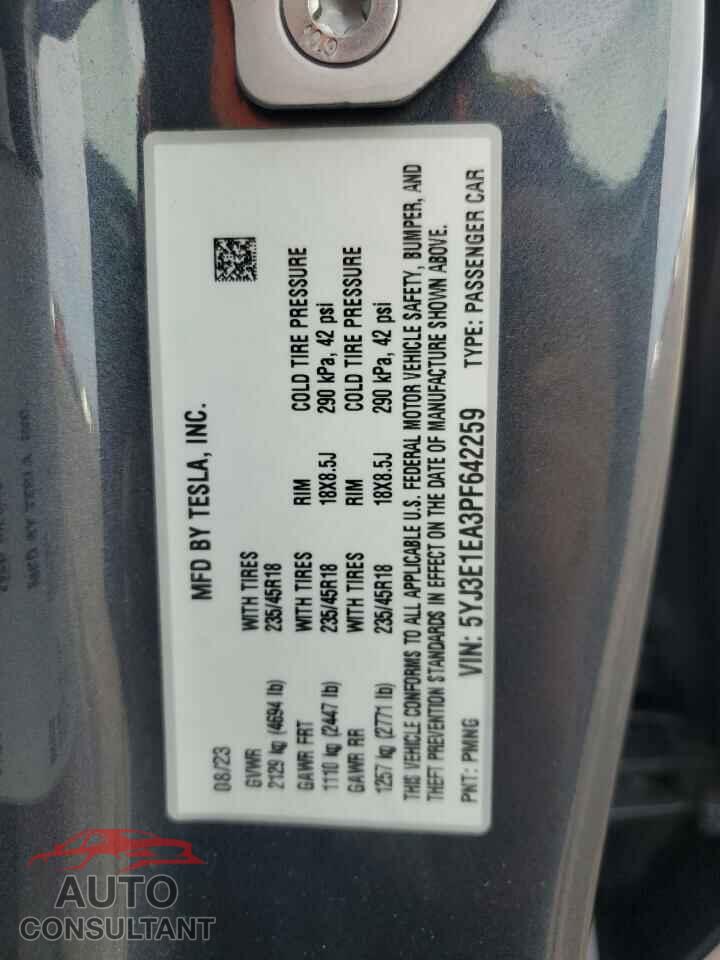 TESLA MODEL 3 2023 - 5YJ3E1EA3PF642259