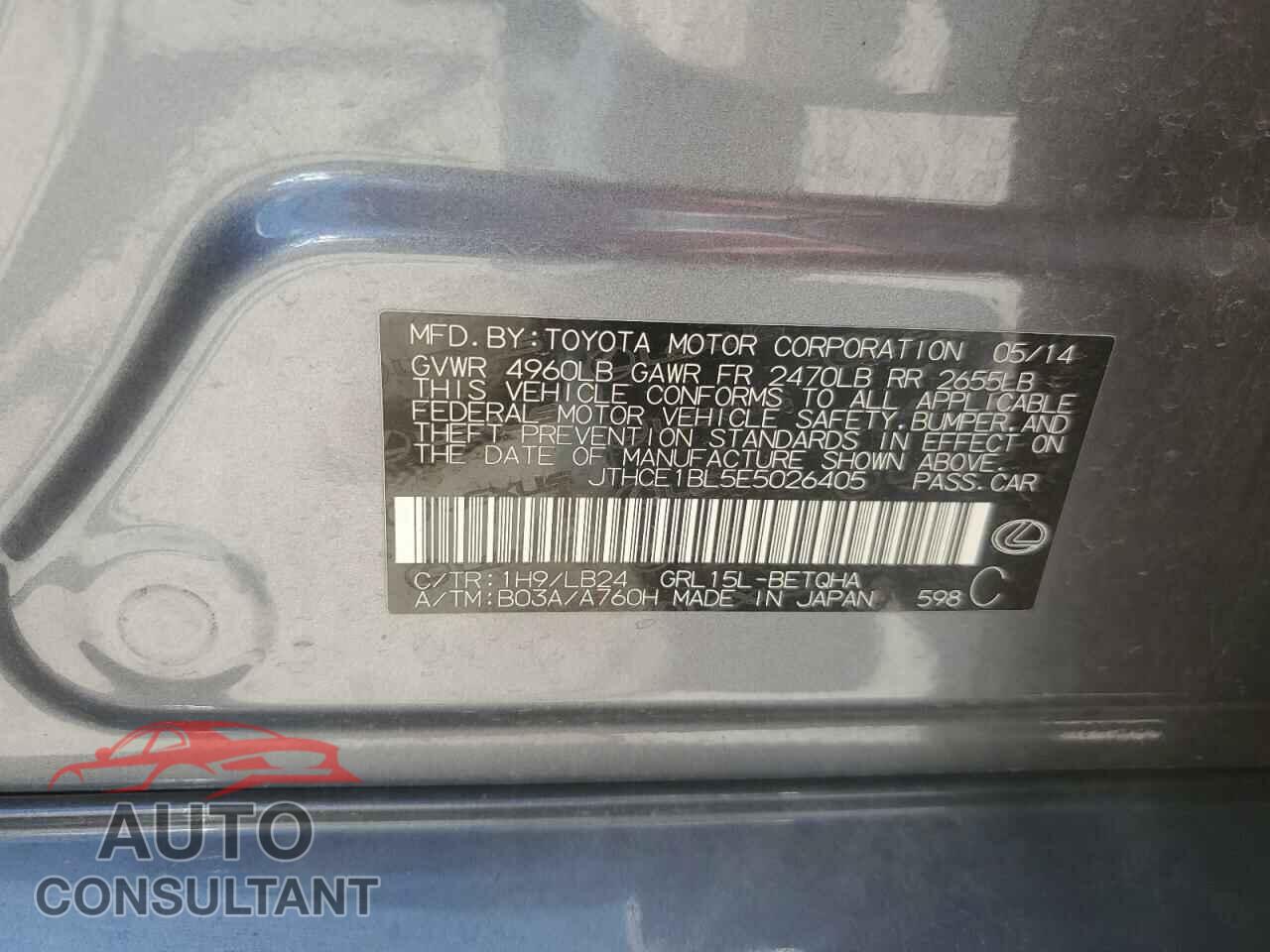 LEXUS GS350 2014 - JTHCE1BL5E5026405
