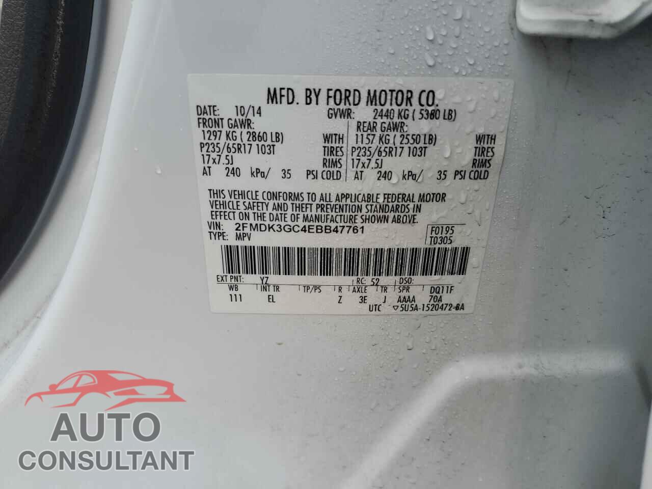 FORD EDGE 2014 - 2FMDK3GC4EBB47761