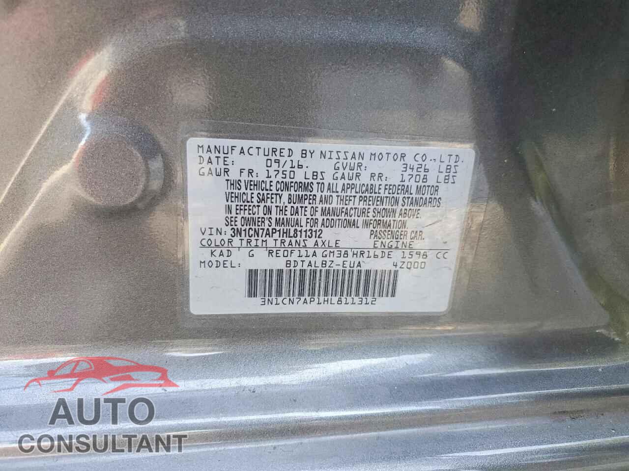 NISSAN VERSA 2017 - 3N1CN7AP1HL811312