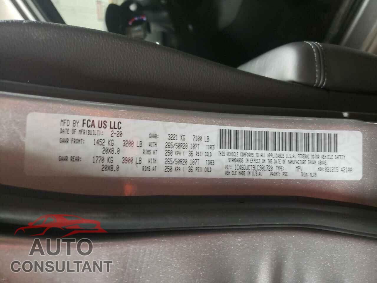DODGE DURANGO 2020 - 1C4SDJCT9LC301720