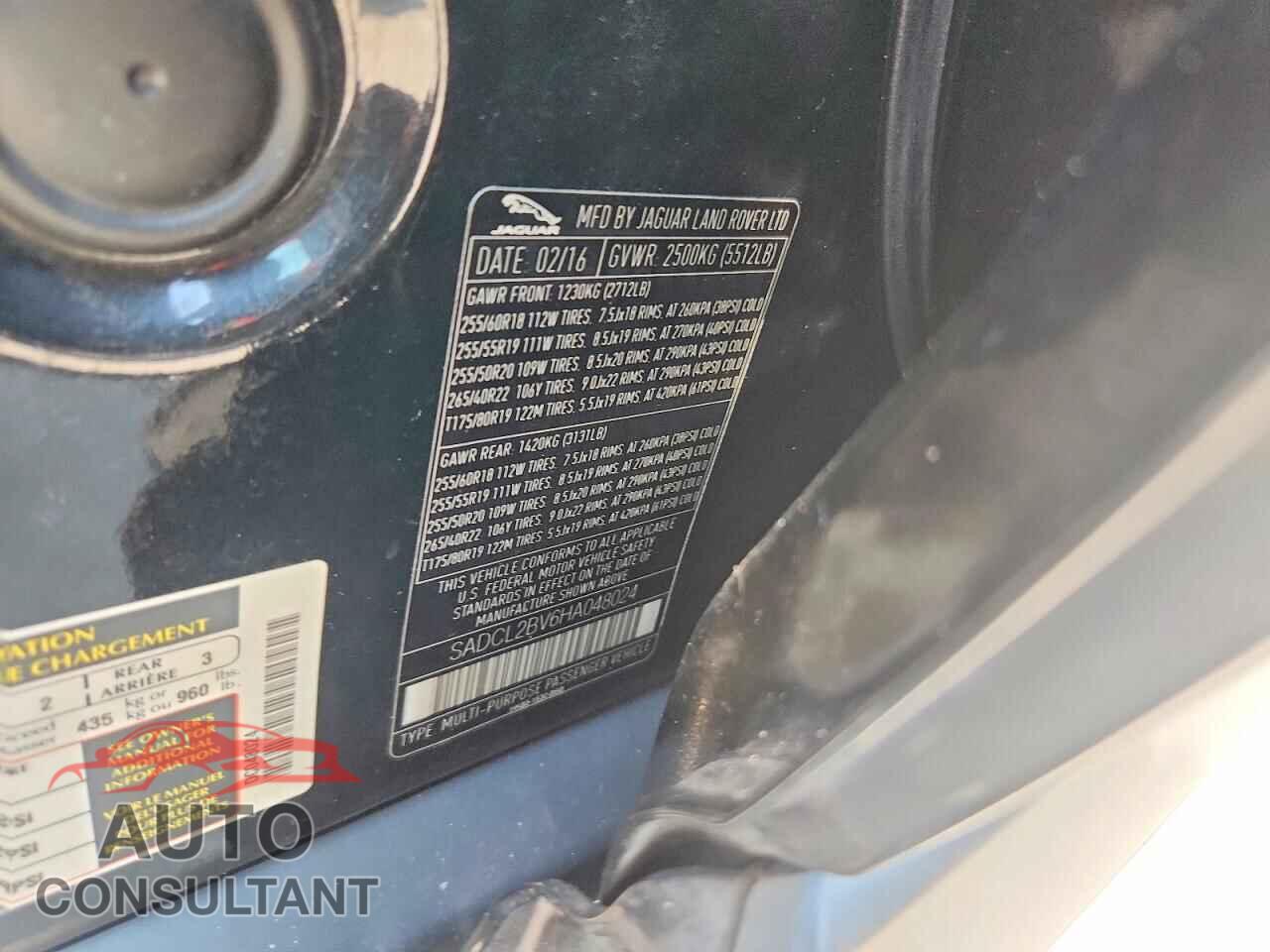 JAGUAR F-PACE 2017 - SADCL2BV6HA048024