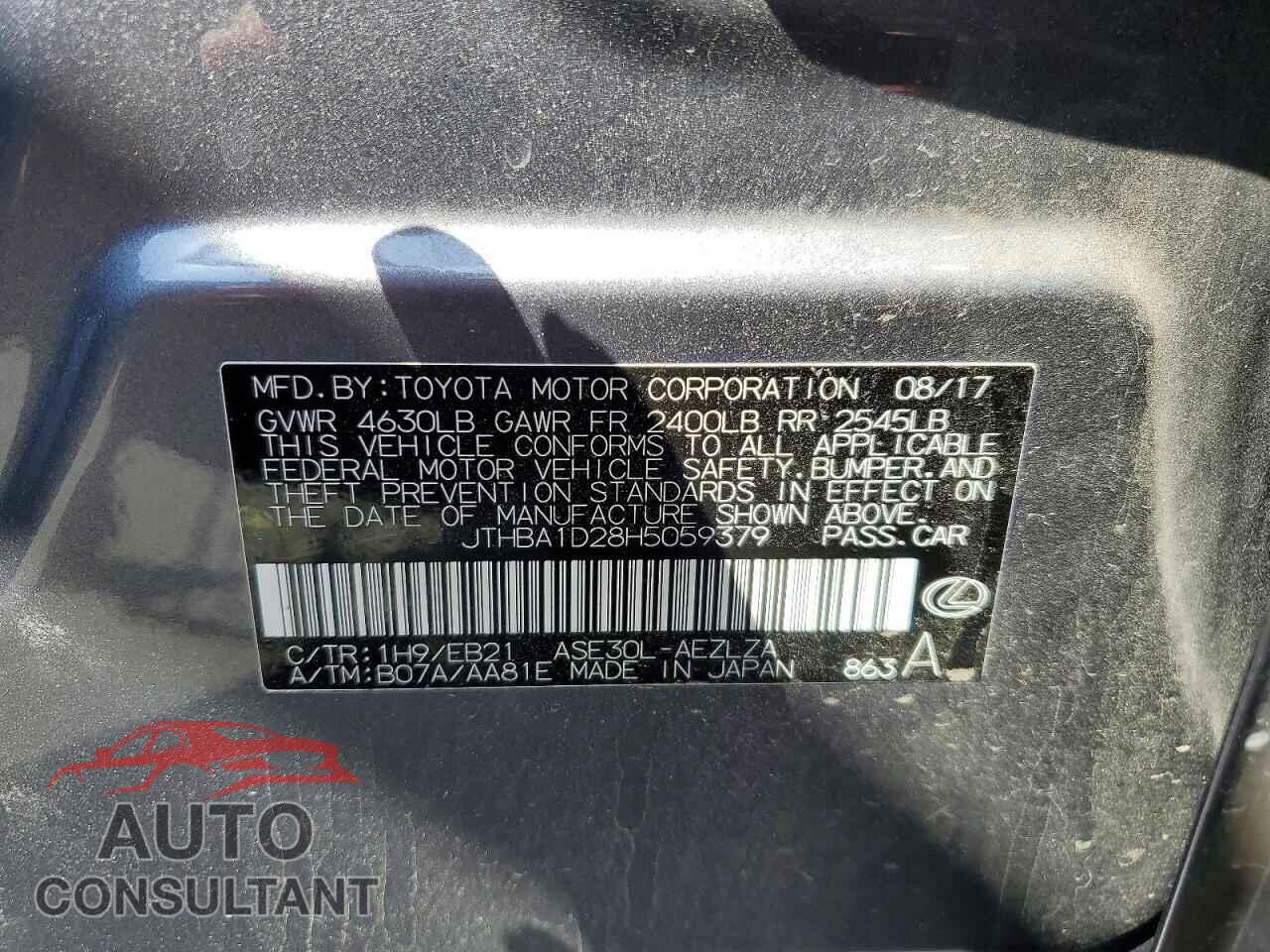 LEXUS IS 2017 - JTHBA1D28H5059379