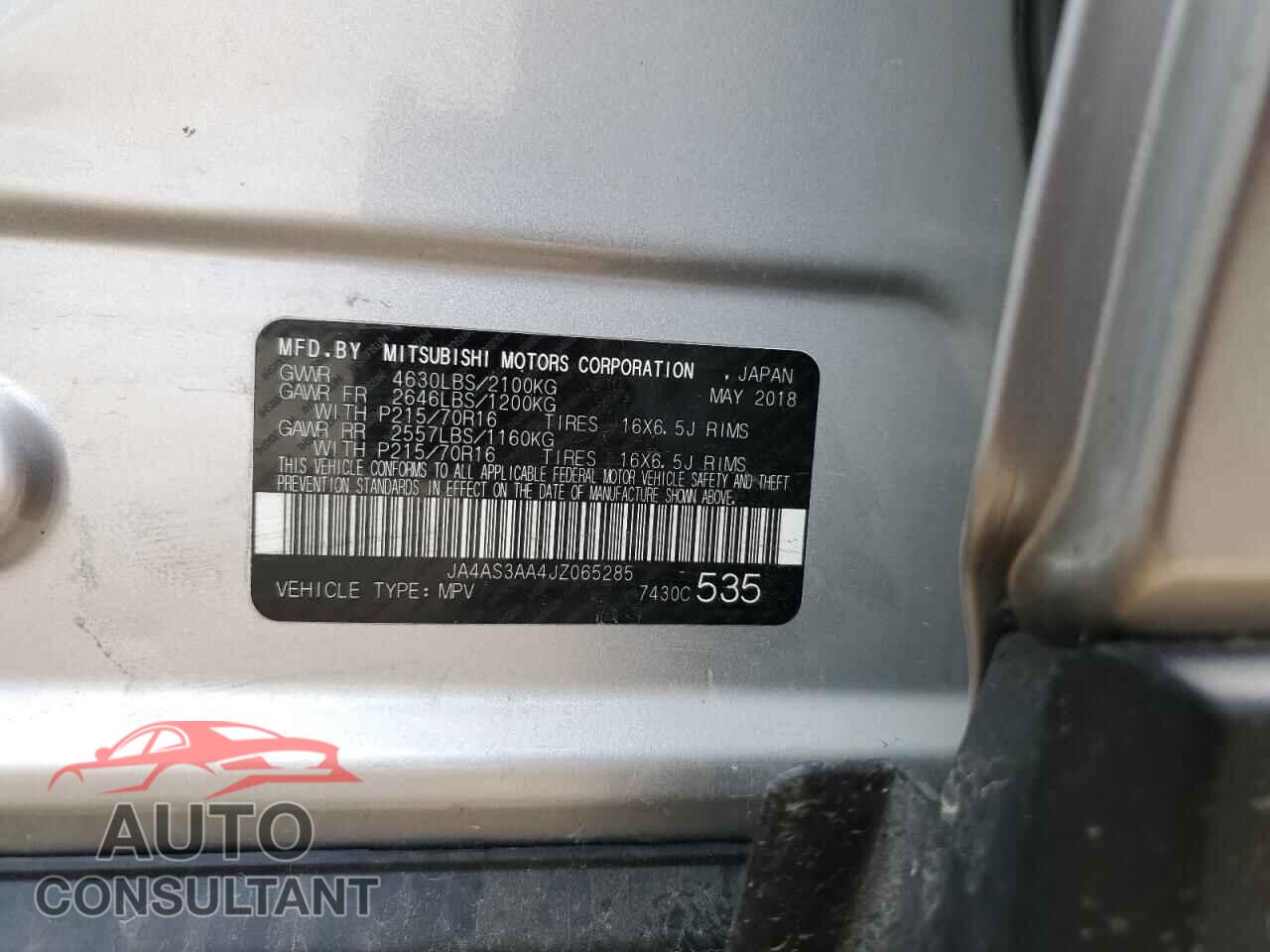 MITSUBISHI ECLIPSE 2018 - JA4AS3AA4JZ065285