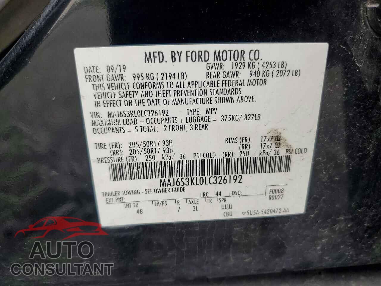FORD ECOSPORT 2020 - MAJ6S3KL0LC326192