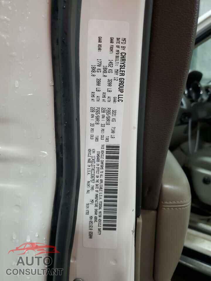 DODGE DURANGO 2012 - 1C4SDJDT0CC336757