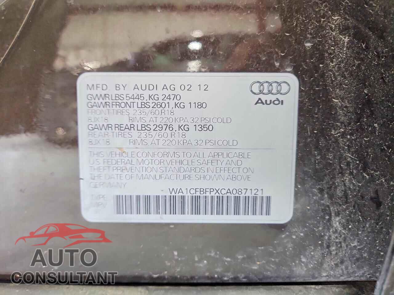 AUDI Q5 2012 - WA1CFBFPXCA087121