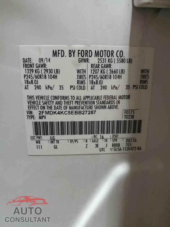 FORD EDGE 2014 - 2FMDK4KC5EBB27287