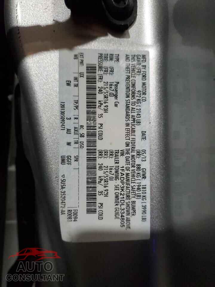 FORD FOCUS 2013 - 1FADP3K21DL334805