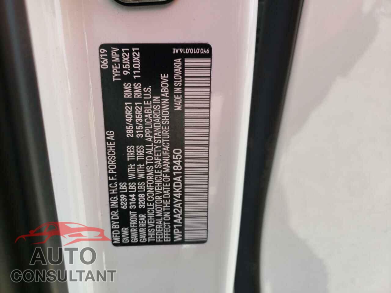 PORSCHE CAYENNE 2019 - WP1AA2AY4KDA18450
