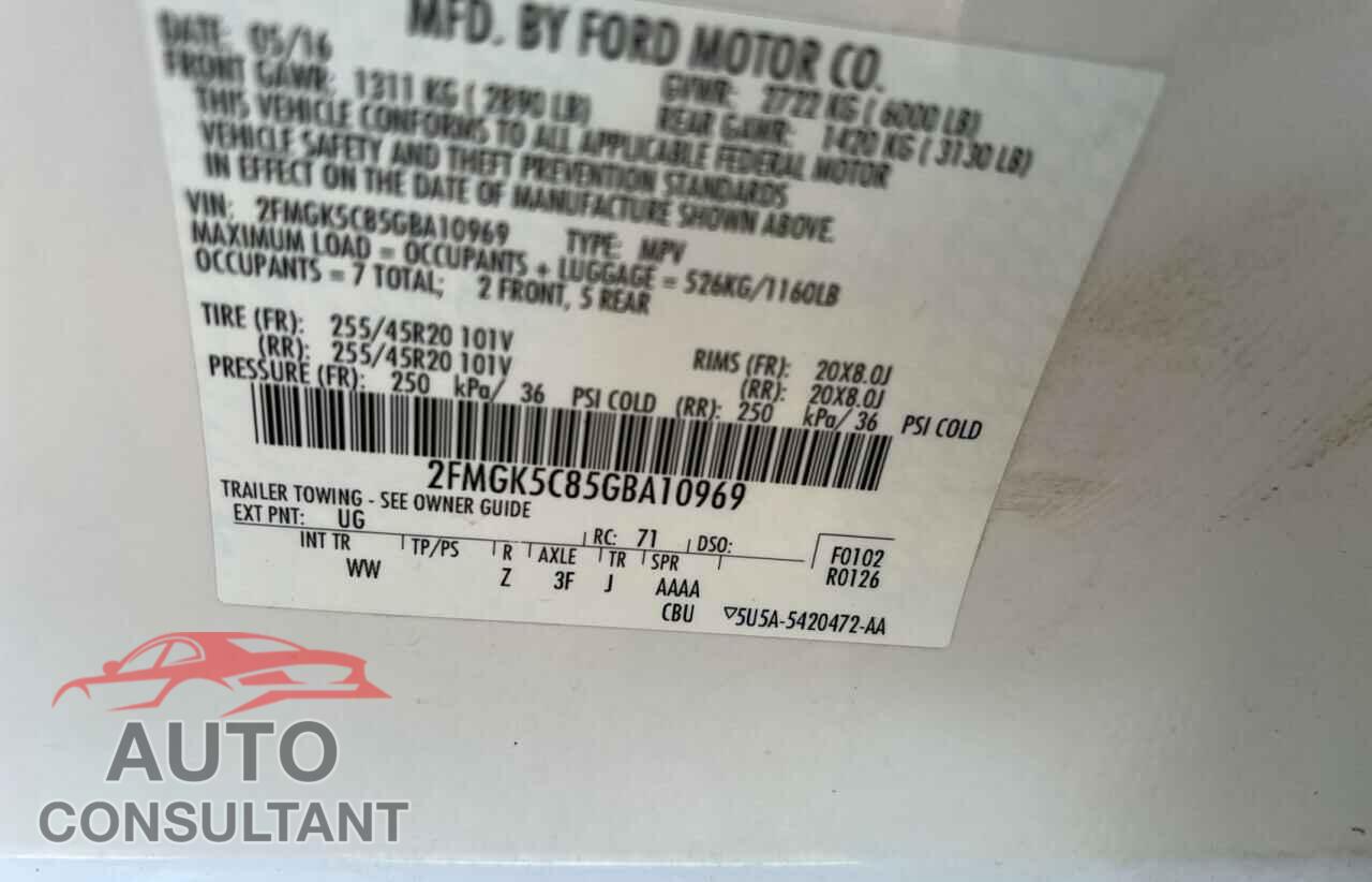 FORD FLEX 2016 - 2FMGK5C85GBA10969