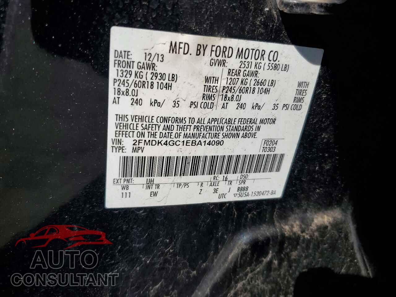 FORD EDGE 2014 - 2FMDK4GC1EBA14090