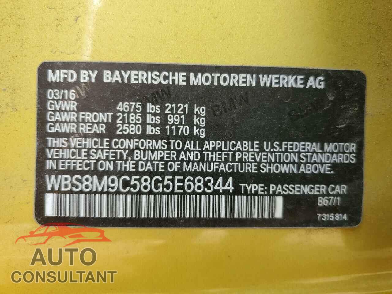BMW M3 2016 - WBS8M9C58G5E68344
