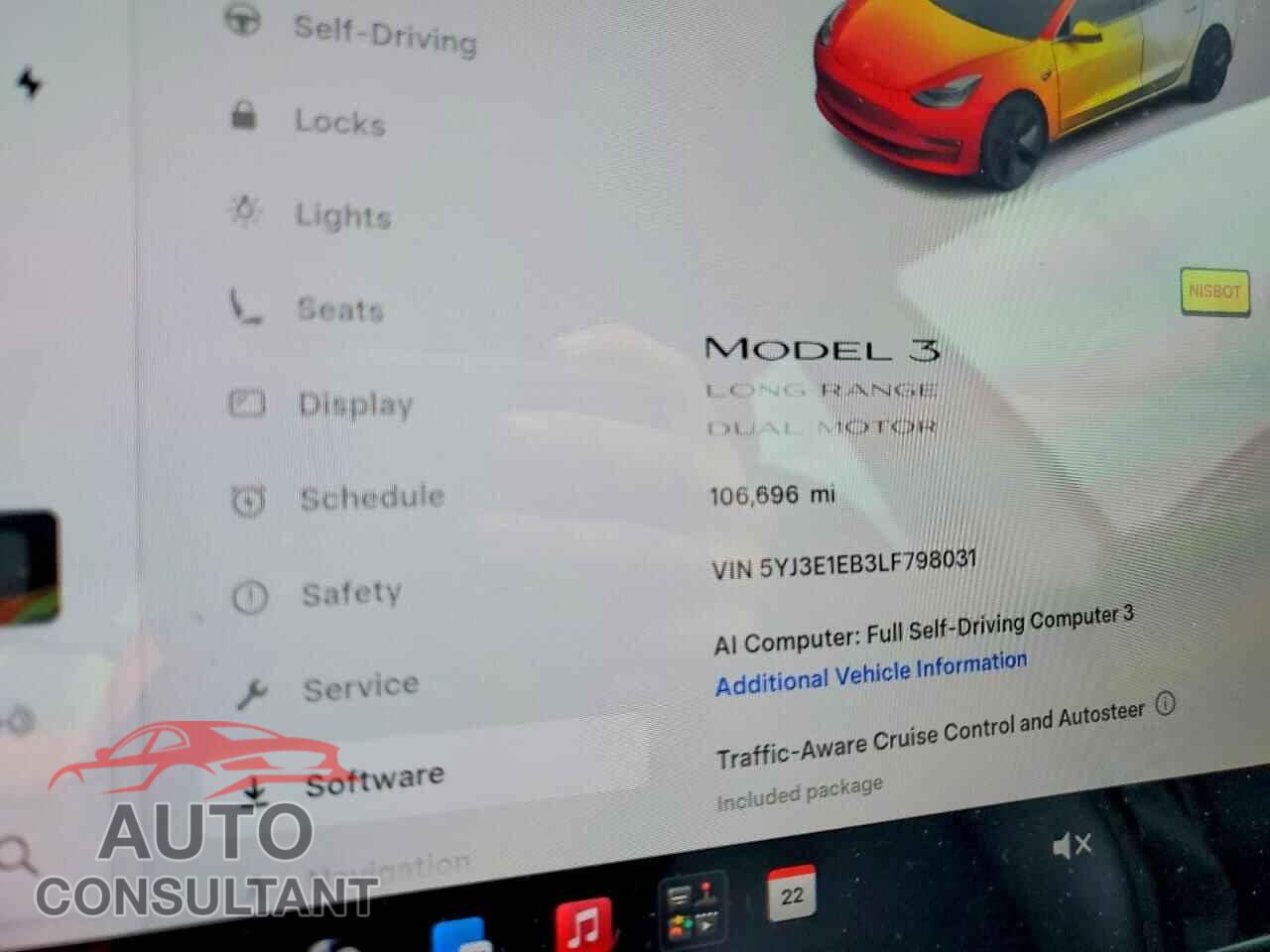 TESLA MODEL 3 2020 - 5YJ3E1EB3LF798031