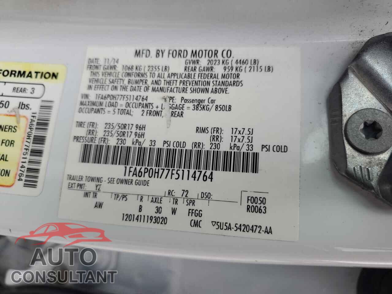 FORD FUSION 2015 - 1FA6P0H77F5114764