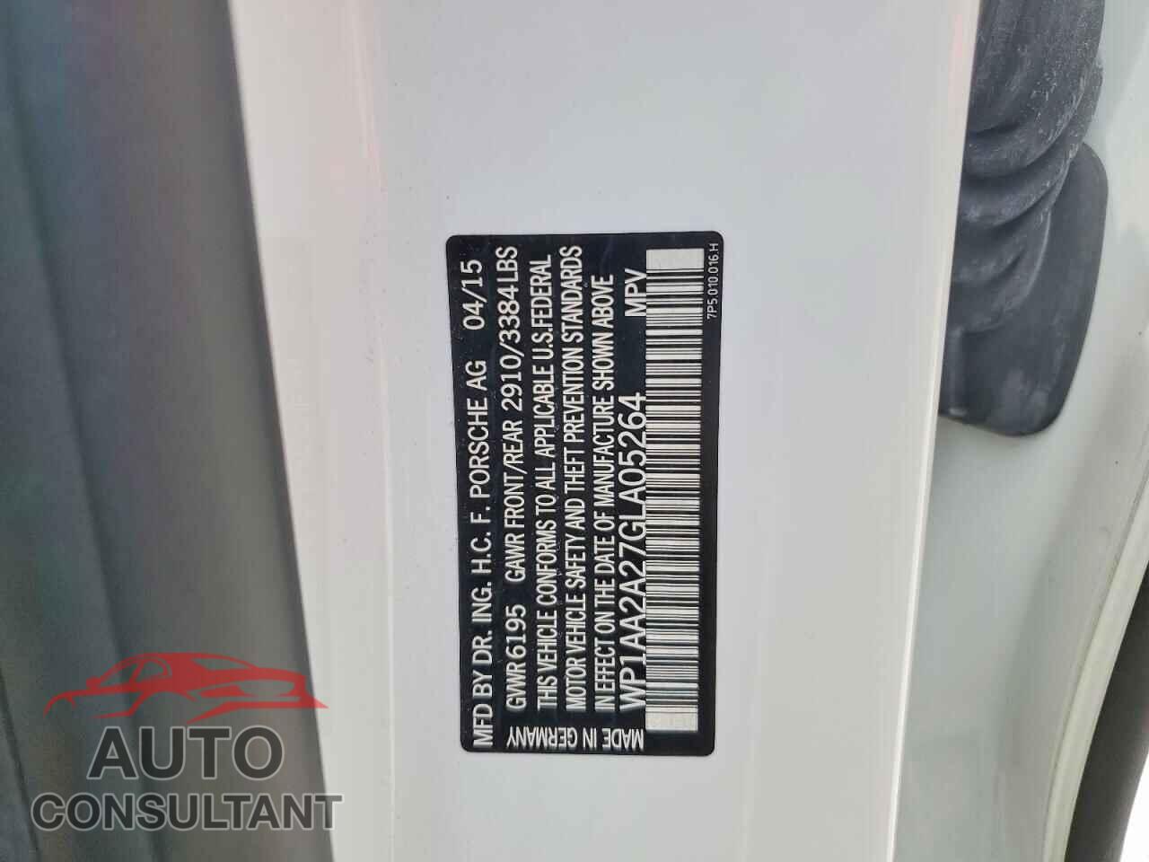 PORSCHE CAYENNE 2016 - WP1AA2A27GLA05264