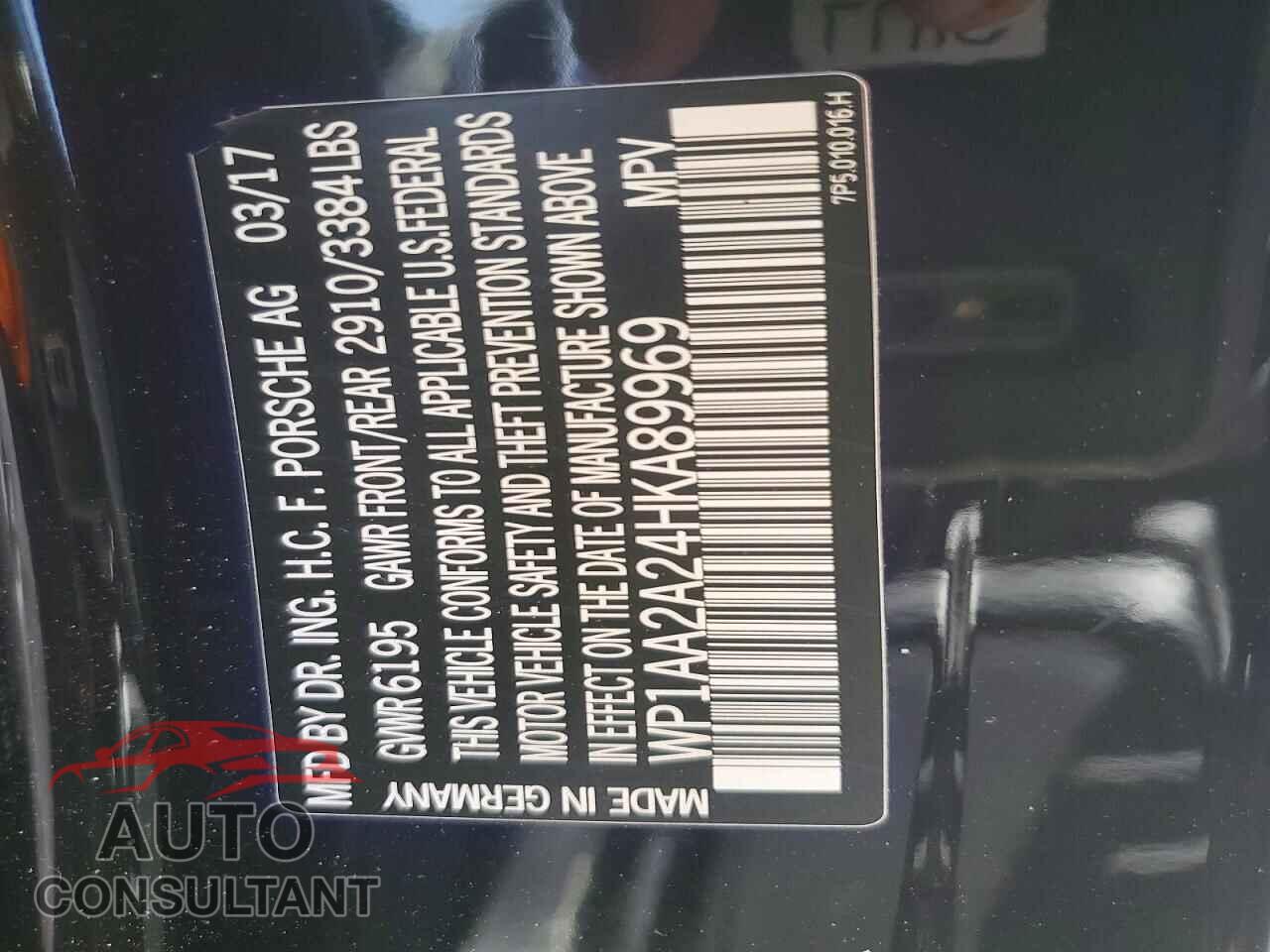 PORSCHE CAYENNE 2017 - WP1AA2A24HKA89969