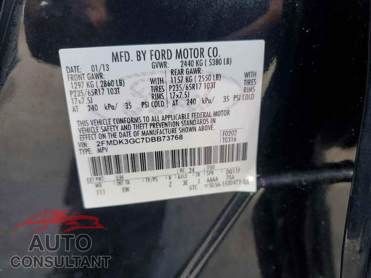 FORD EDGE 2013 - 2FMDK3GC7DBB73768