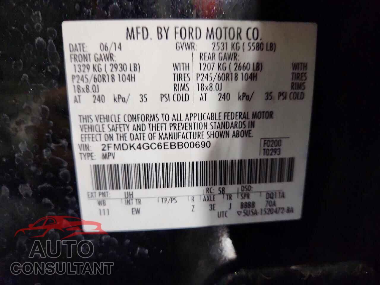 FORD EDGE 2014 - 2FMDK4GC6EBB00690