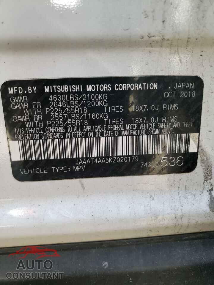 MITSUBISHI ECLIPSE 2019 - JA4AT4AA5KZ020179
