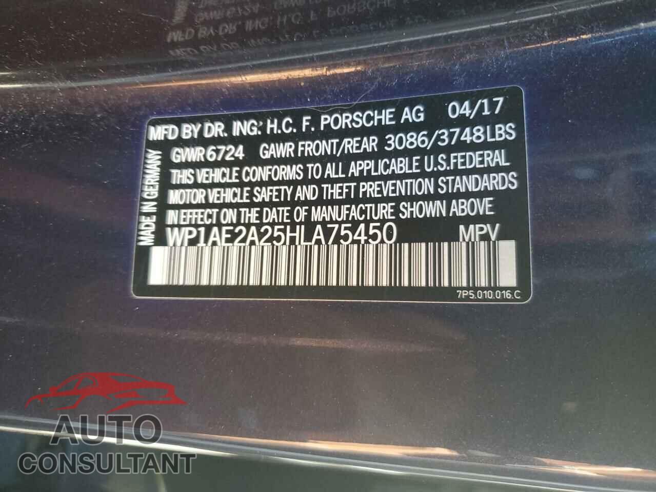PORSCHE CAYENNE 2017 - WP1AE2A25HLA75450