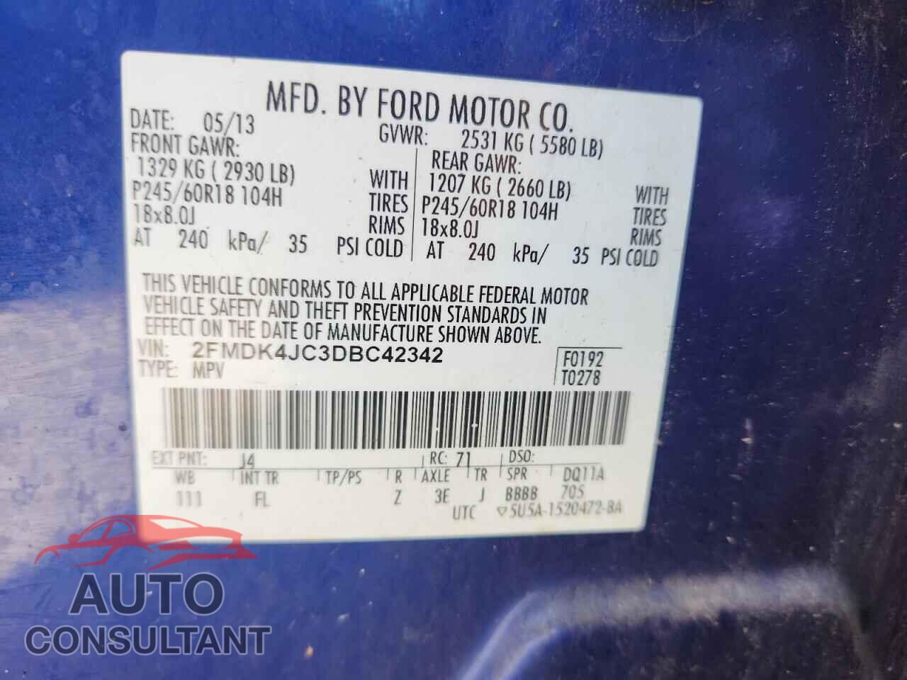 FORD EDGE 2013 - 2FMDK4JC3DBC42342