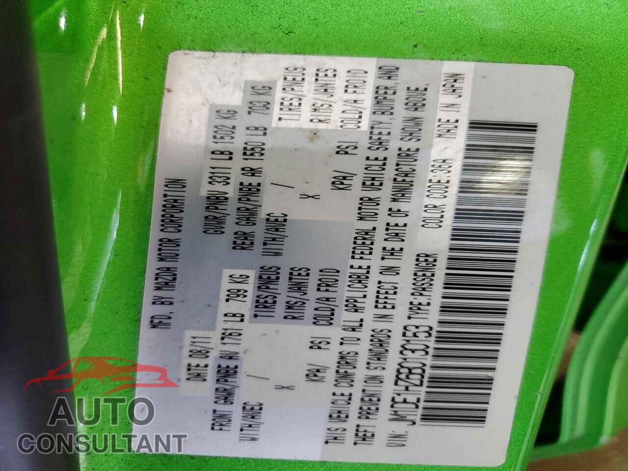 MAZDA 2 2011 - JM1DE1HZ6B0130153