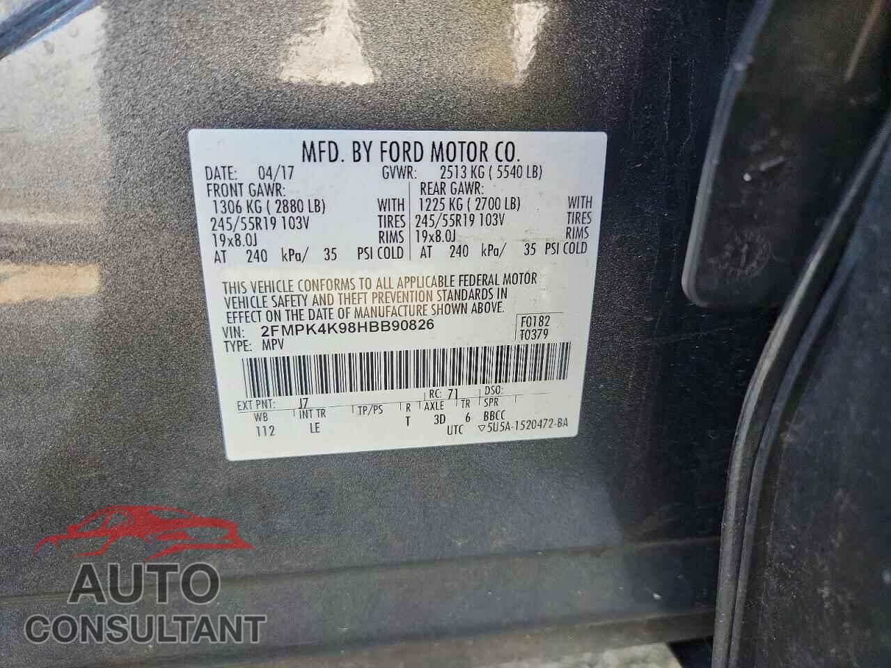 FORD EDGE 2017 - 2FMPK4K98HBB90826